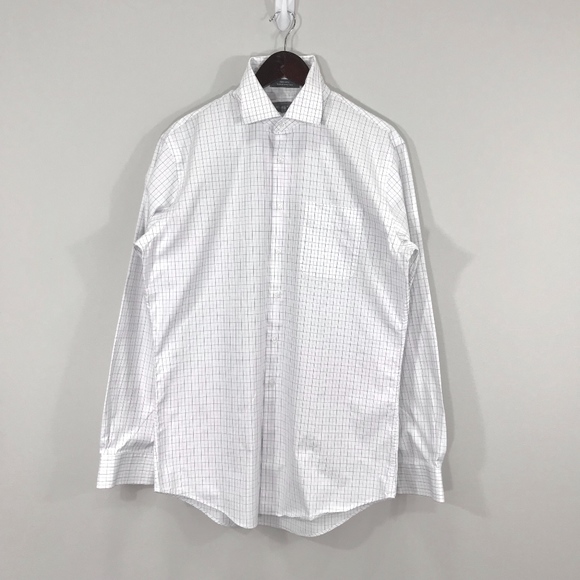 Nordstrom Rack Grid White Button Up Trim Fit - Picture 1 of 8